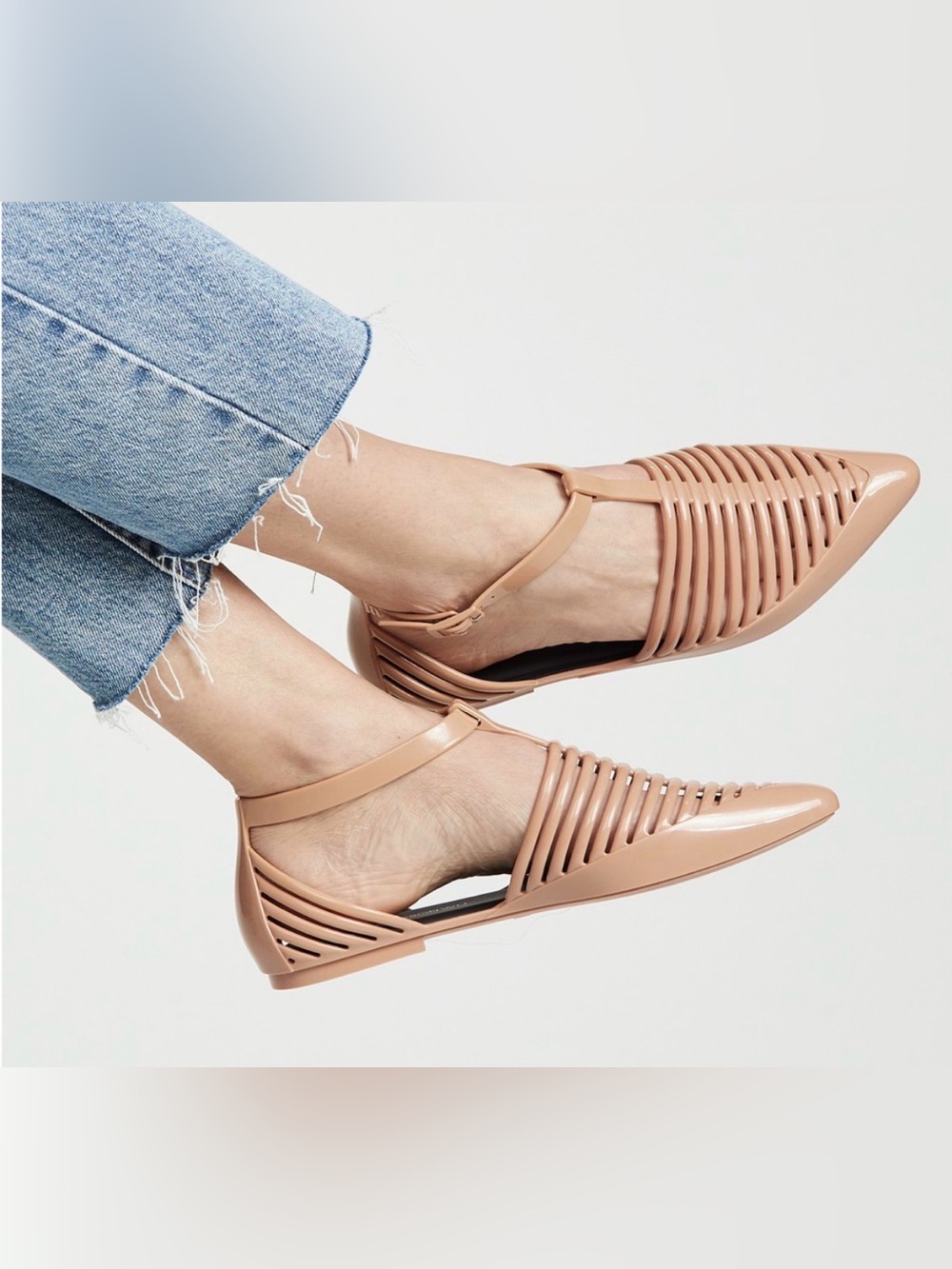 Melissa x Jason Wu | EUC - Kate Caged T-Bar Jelly Flats - Beige - Size 8